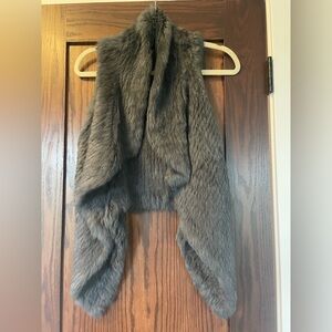 Metric Knits Gray Fur Open Vest